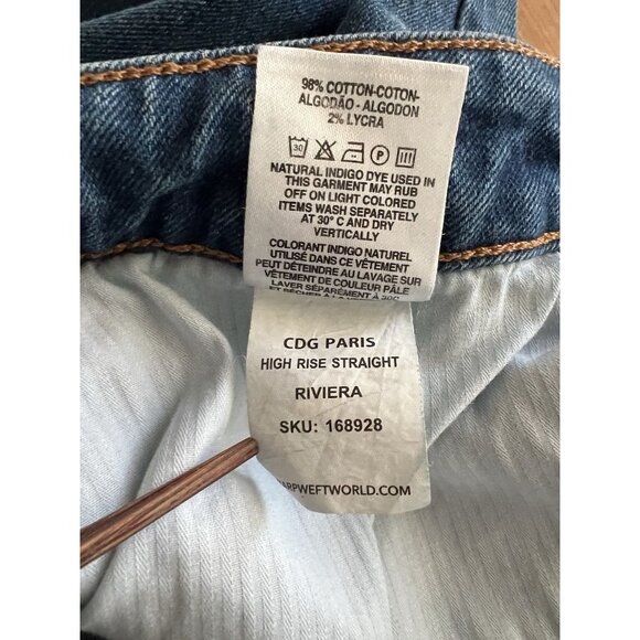 Warp + Weft CDG Paris High Rise Straight Stretch Button Fly Riviera Plus 20 x 28 - Picture 8 of 8